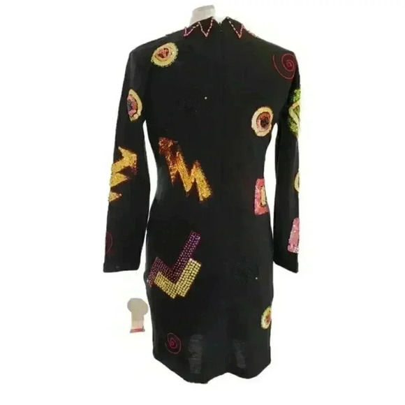 Vintage Dress 70s Sequin Beaded NWT Liz Claiborne Dead Stock MCM Orig tag $260 S - Picture 2 of 12
